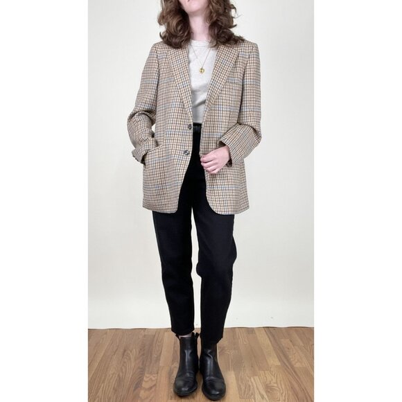 Lanvin Paris Union Made Vintage Blazer Jacket Coat Plaid Houndstooth 1950s 1960s - Picture 2 of 10